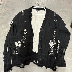Current Mood Black Distressed Cardigan
